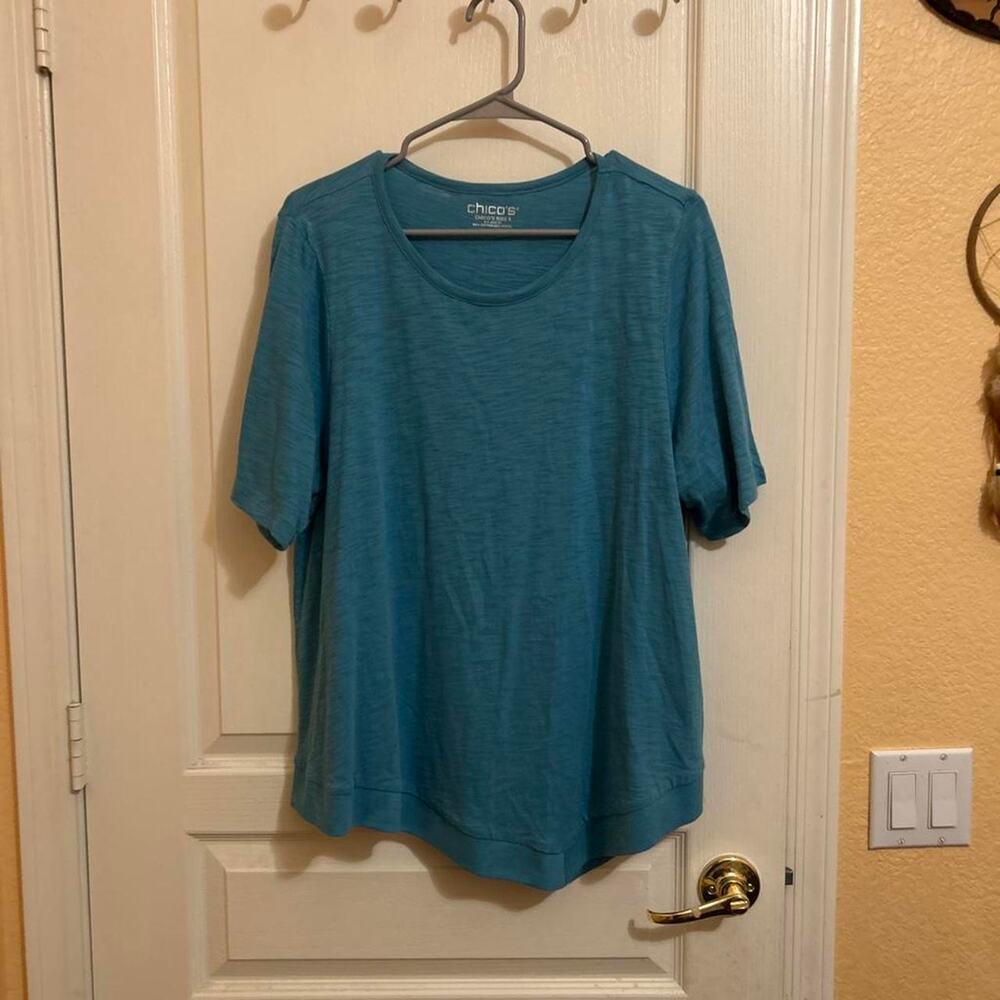 Chicos blue heathered t shirt chicos
